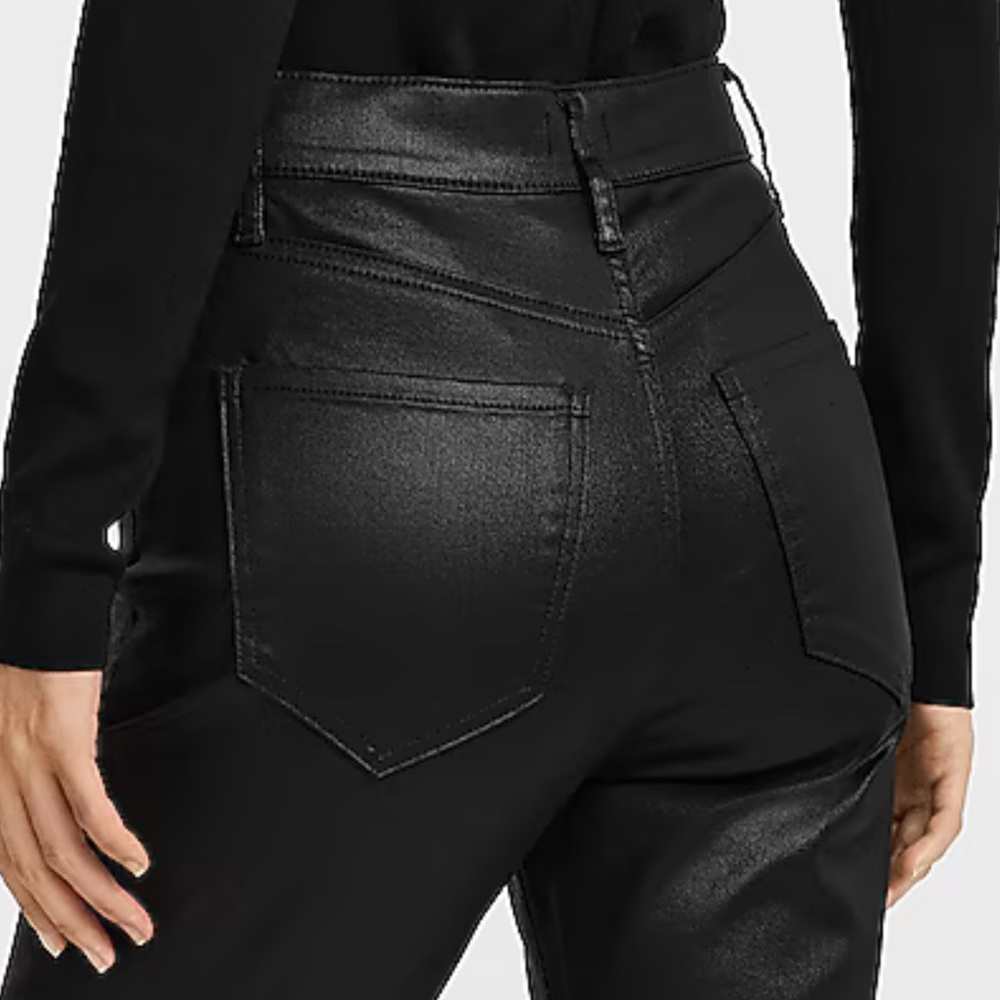 NEW! Express Brand New High Waisted Black Coated Jeans Size 16R